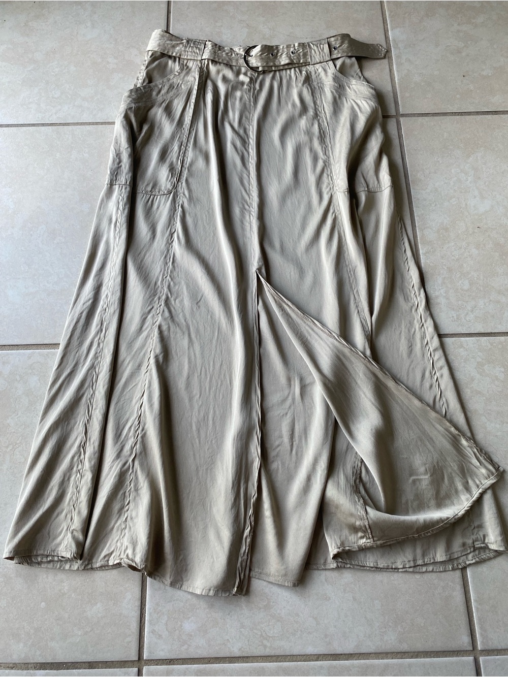 Fall Y2K Silk Utility Maxi Skirt